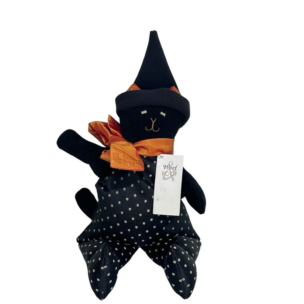 Woof & poof Halloween witch hat black cat Home Decor